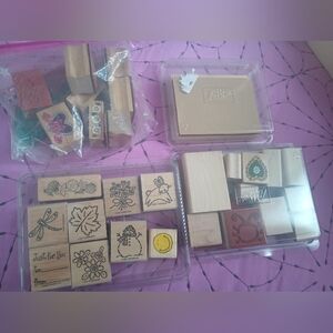 Assorted Wooden Rubber Stamps Set